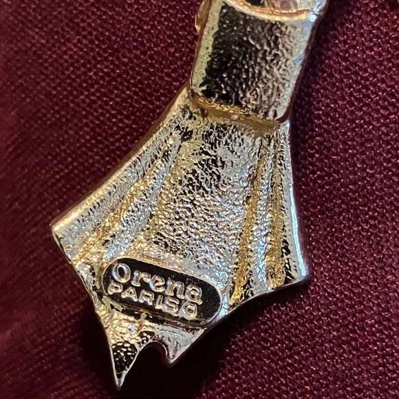 Vtg 80s Goldtone Chevron Collar with Rhinestones- Siren Mobwife Modernist Euro - Picture 5 of 6